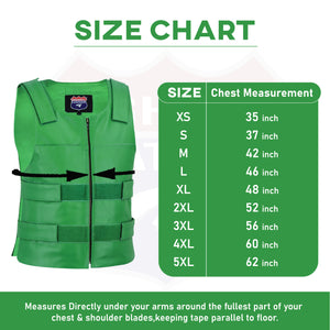 11643 Green Bulletproof Style tactical street leather vest - Zippered