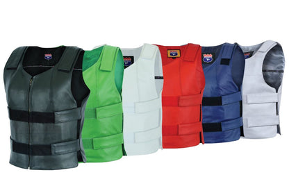 HL11643 Men Bullet Proof style Leather Motorcycle Vest-bikers Club Tactical Vest