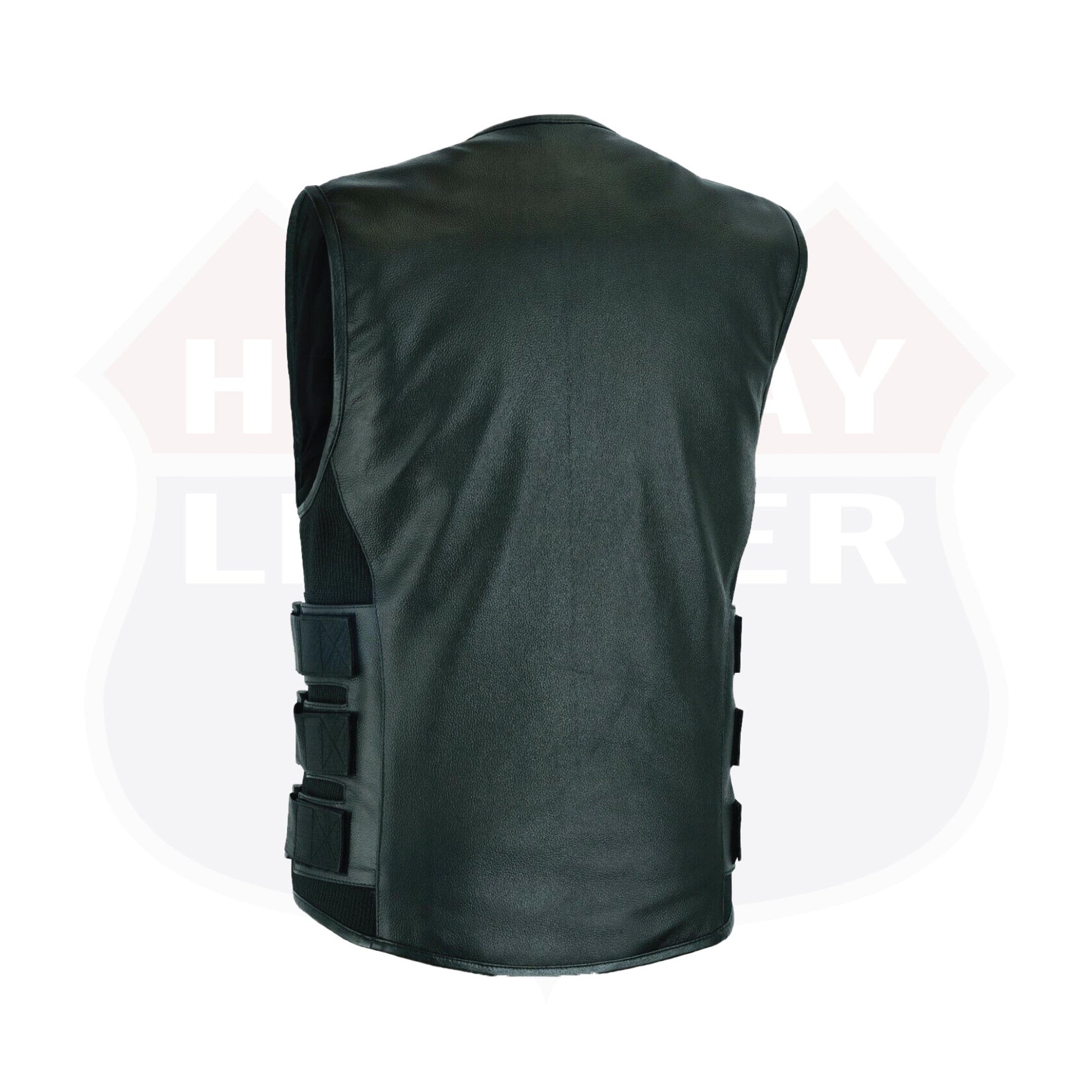 Swat Team  bullet proof style Biker club Leather Vest-Police vest - HighwayLeather