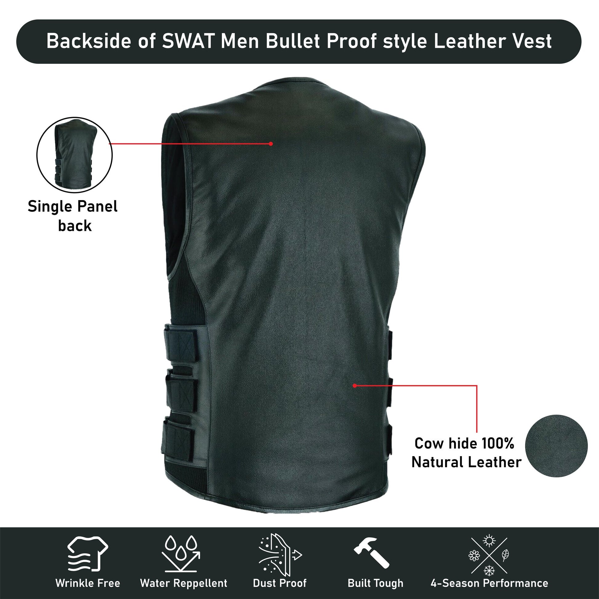 Swat Team  bullet proof style Biker club Leather Vest-Police vest - HighwayLeather