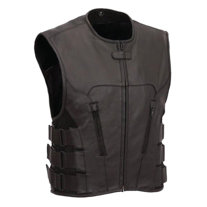 HL11645NKD NAKED Swat team style leather motorcycle vest - HighwayLeather