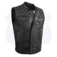 AMZO11693SPT Black Men Cross Stitch Club Leather Vest