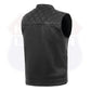 AMZO11693SPT Black Men Cross Stitch Club Leather Vest