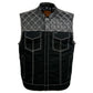 Milwaukee Leather MDM3035 Men’s Wrecker Club Vest – Black Denim & Leather, Diamond Quilt, White Stitch — image 12