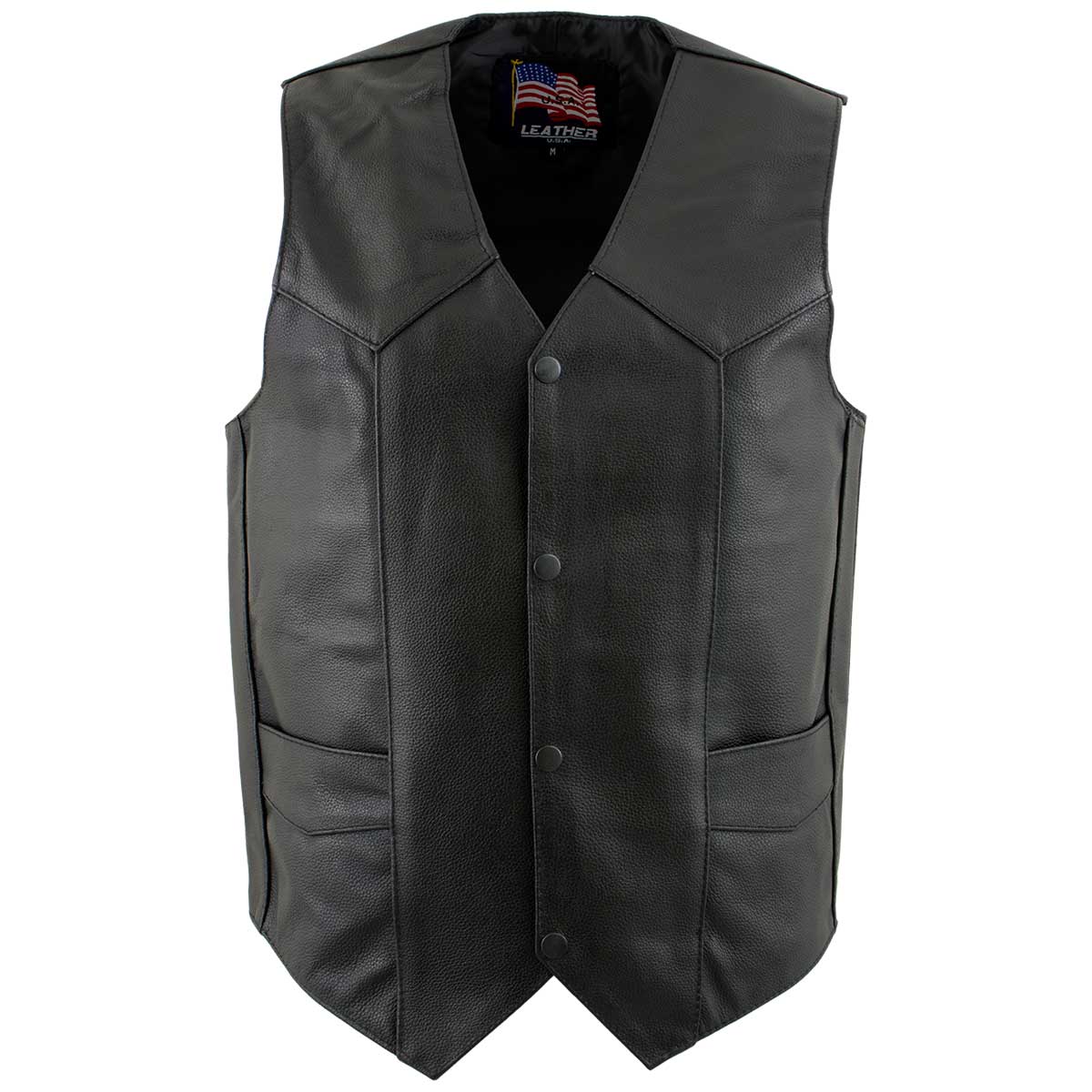 USA Leather 1201 Men's Black 'Club Style' Classic Original Leather Vest — image 6
