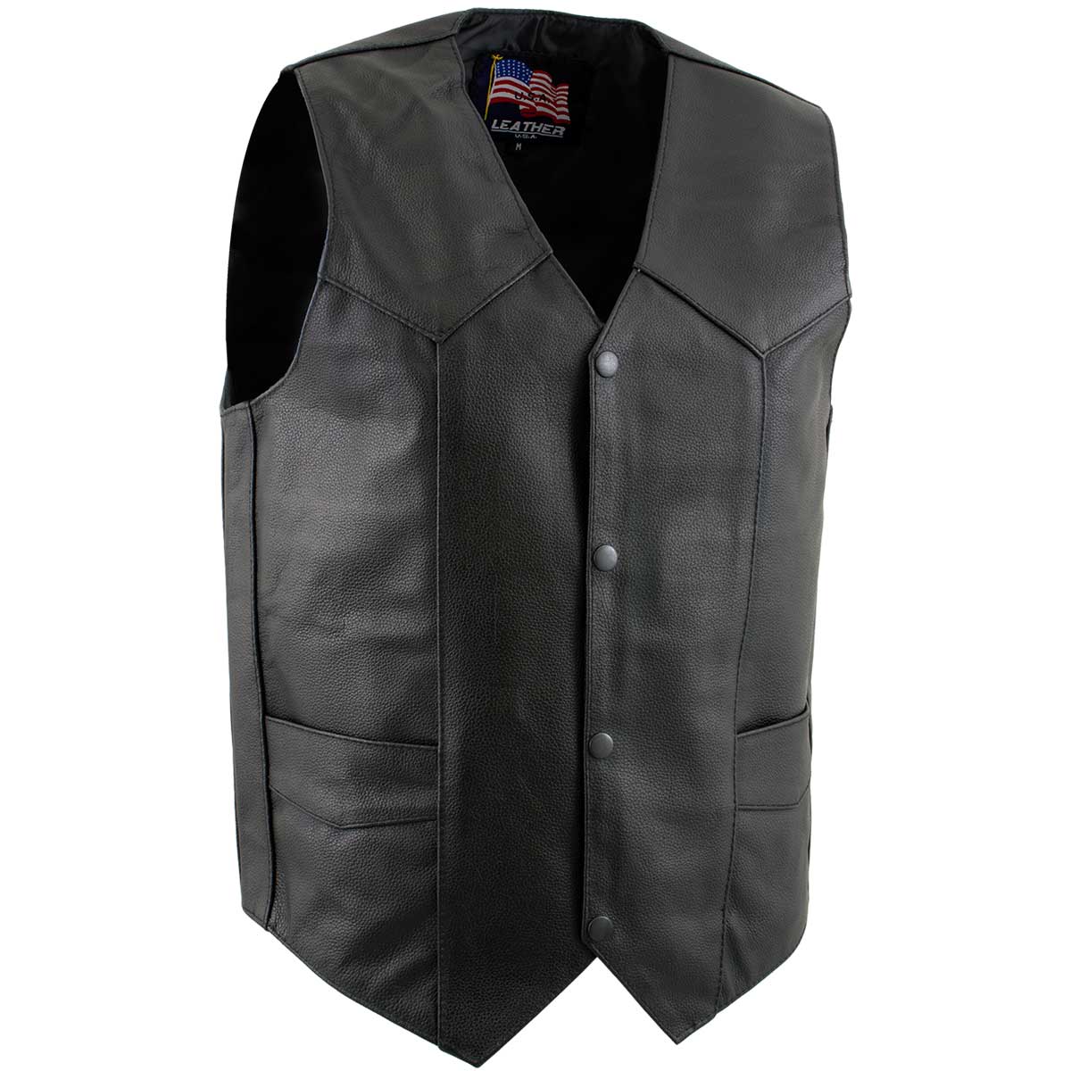 USA Leather 1201 Men's Black 'Club Style' Classic Original Leather Vest — image 7