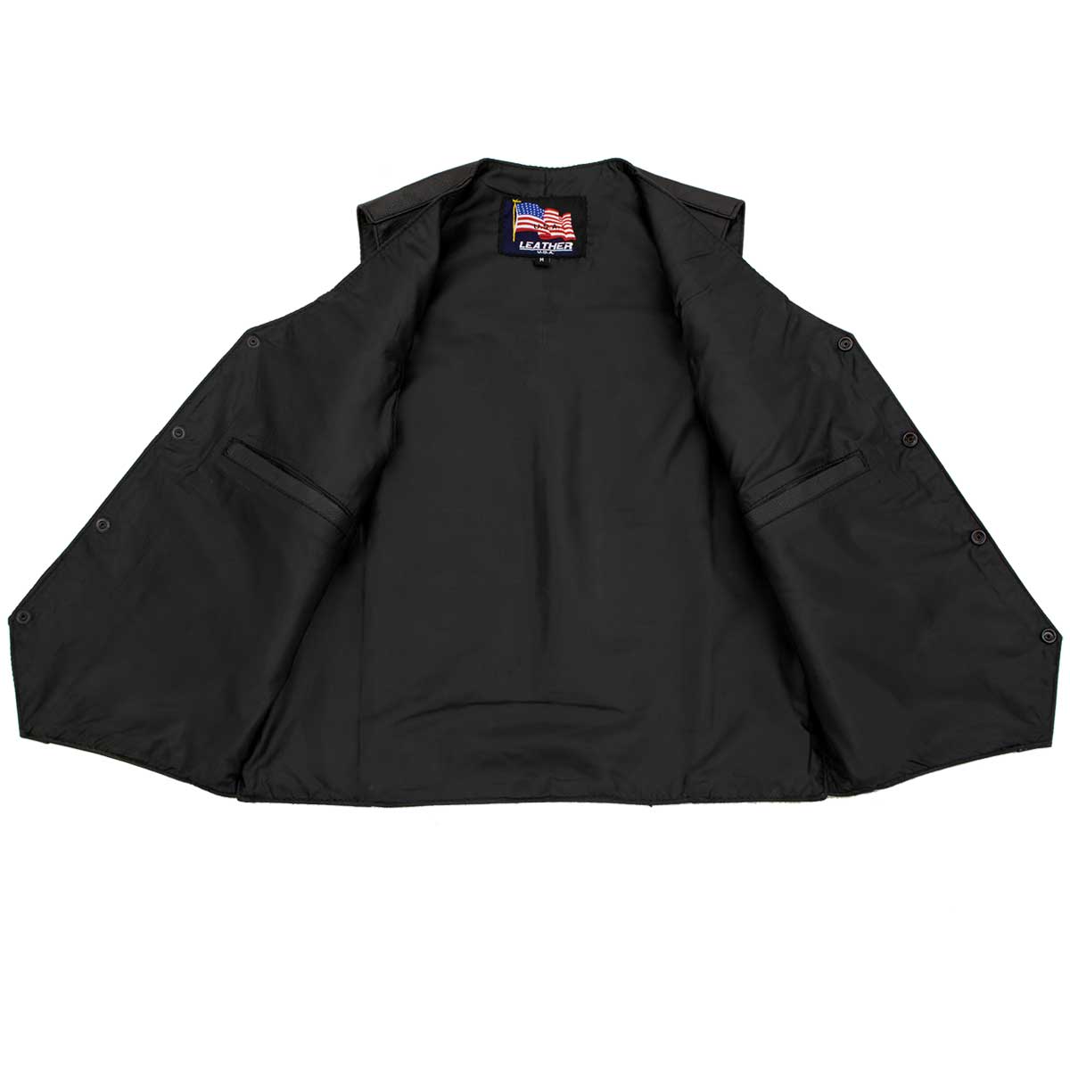 USA Leather 1201 Men's Black 'Club Style' Classic Original Leather Vest — image 5