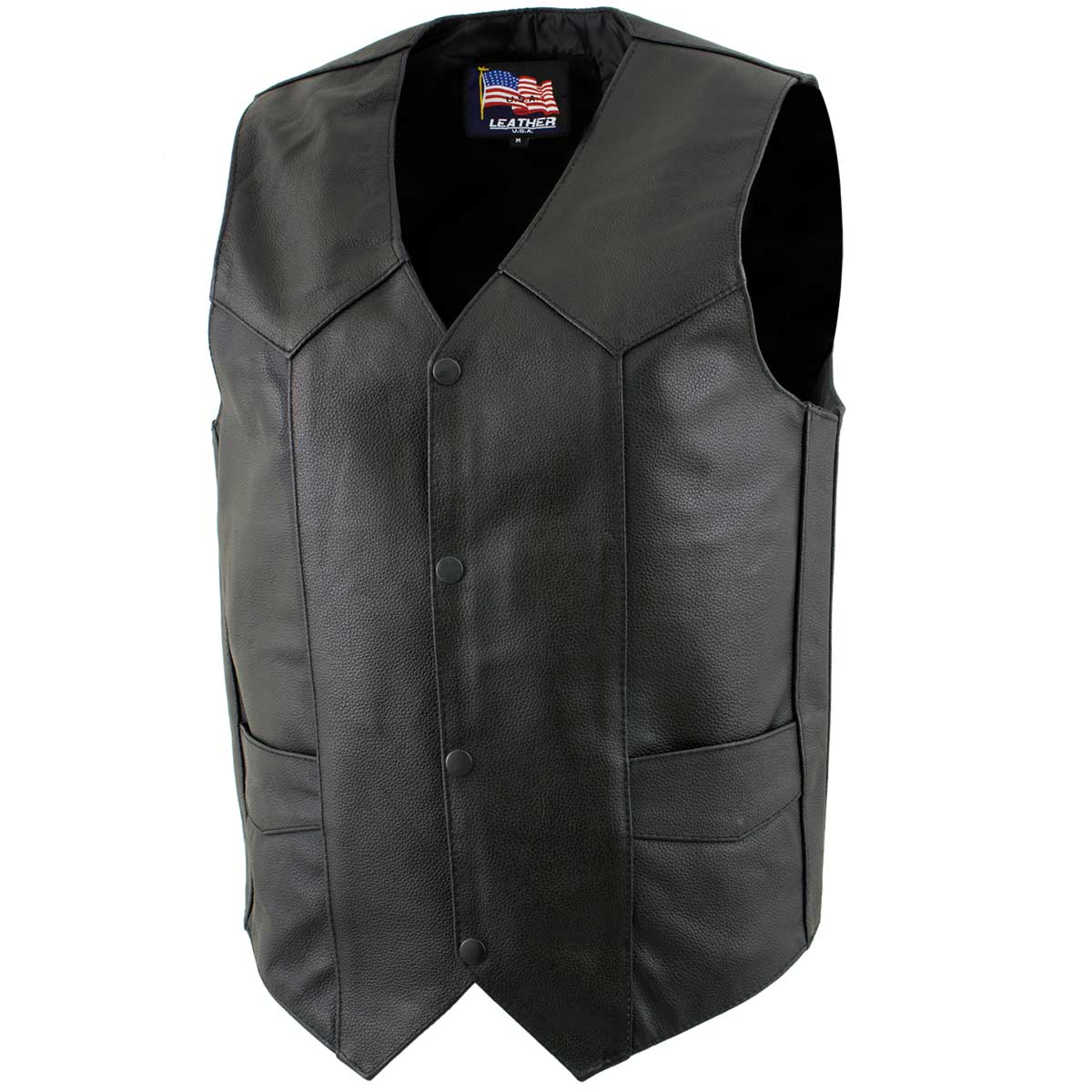 USA Leather 1201 Men's Black 'Club Style' Classic Original Leather Vest — image 1