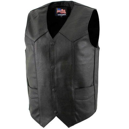 USA Leather 1201 Men's Black 'Club Style' Classic Original Leather Vest — image 1