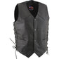USA Leather 1202 Men's Classic ‘Side Laced’ Black Leather 4 Button Western Style Motorcycle Vest — image 8