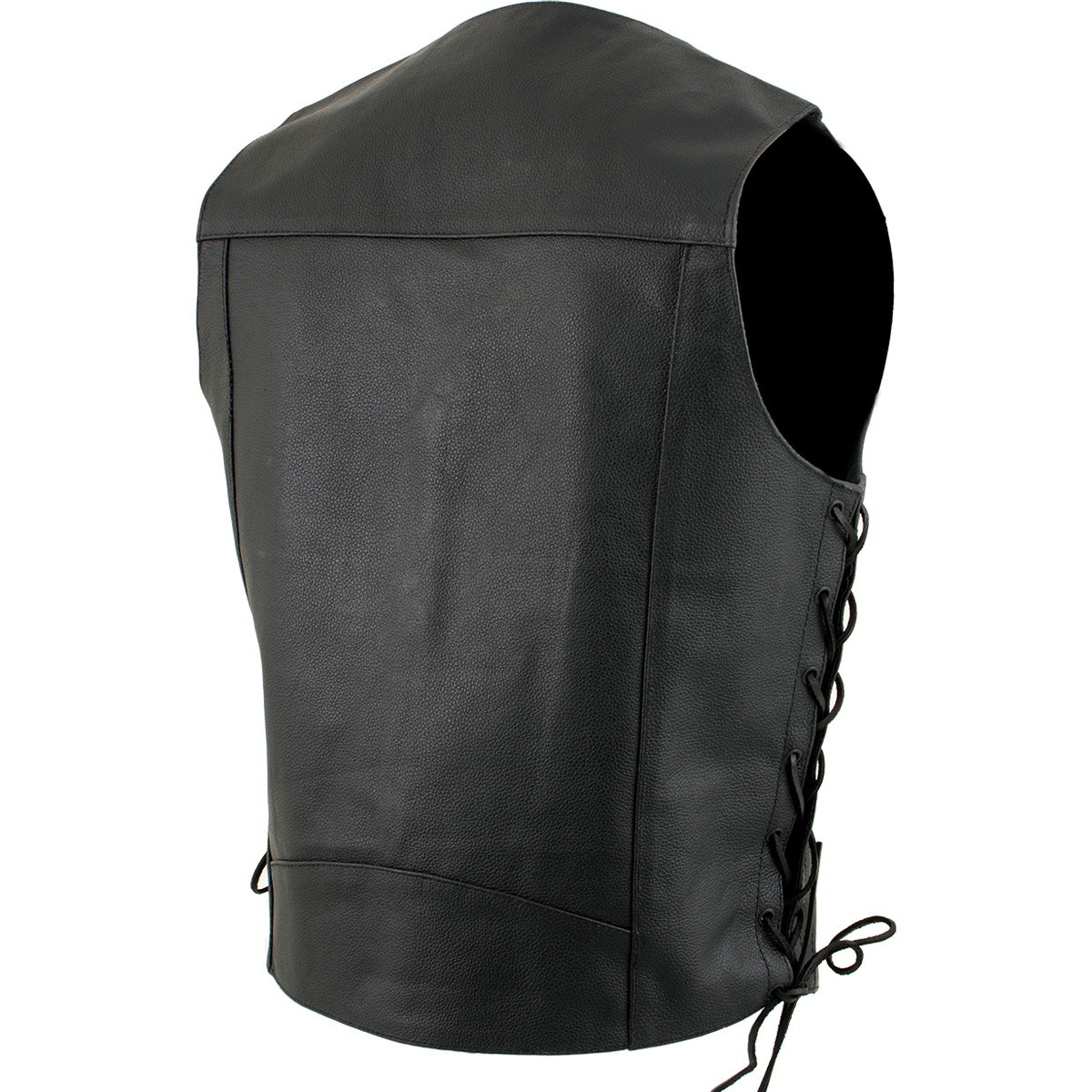 USA Leather 1202 Men's Classic ‘Side Laced’ Black Leather 4 Button Western Style Motorcycle Vest — image 7