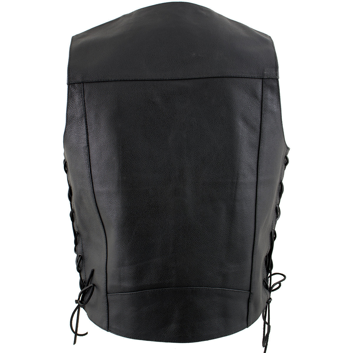 USA Leather 1202 Men's Classic ‘Side Laced’ Black Leather 4 Button Western Style Motorcycle Vest — image 4