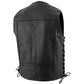 USA Leather 1204 Men's Black 'Dime' Classic Leather Ten Pocket Motorcycle Biker Vest with Side Laces — image 8