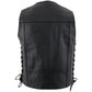 USA Leather 1204 Men's Black 'Dime' Classic Leather Ten Pocket Motorcycle Biker Vest with Side Laces — image 5