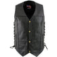 USA Leather 1204 Men's Black 'Dime' Classic Leather Ten Pocket Motorcycle Biker Vest with Side Laces — image 6