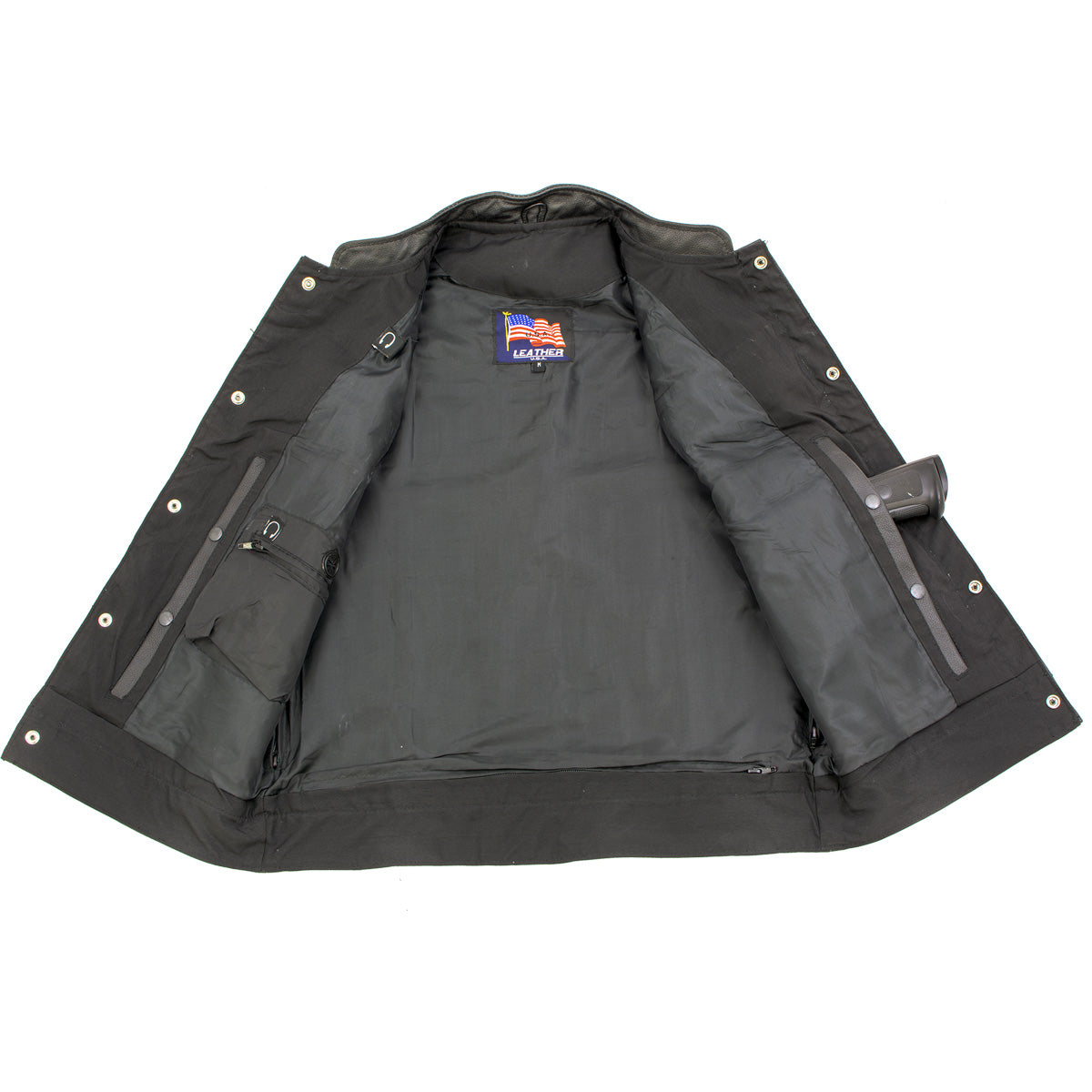 USA Leather 1205 Men's Black 'Combat Style' Motorcycle Biker Leather Vest — image 9