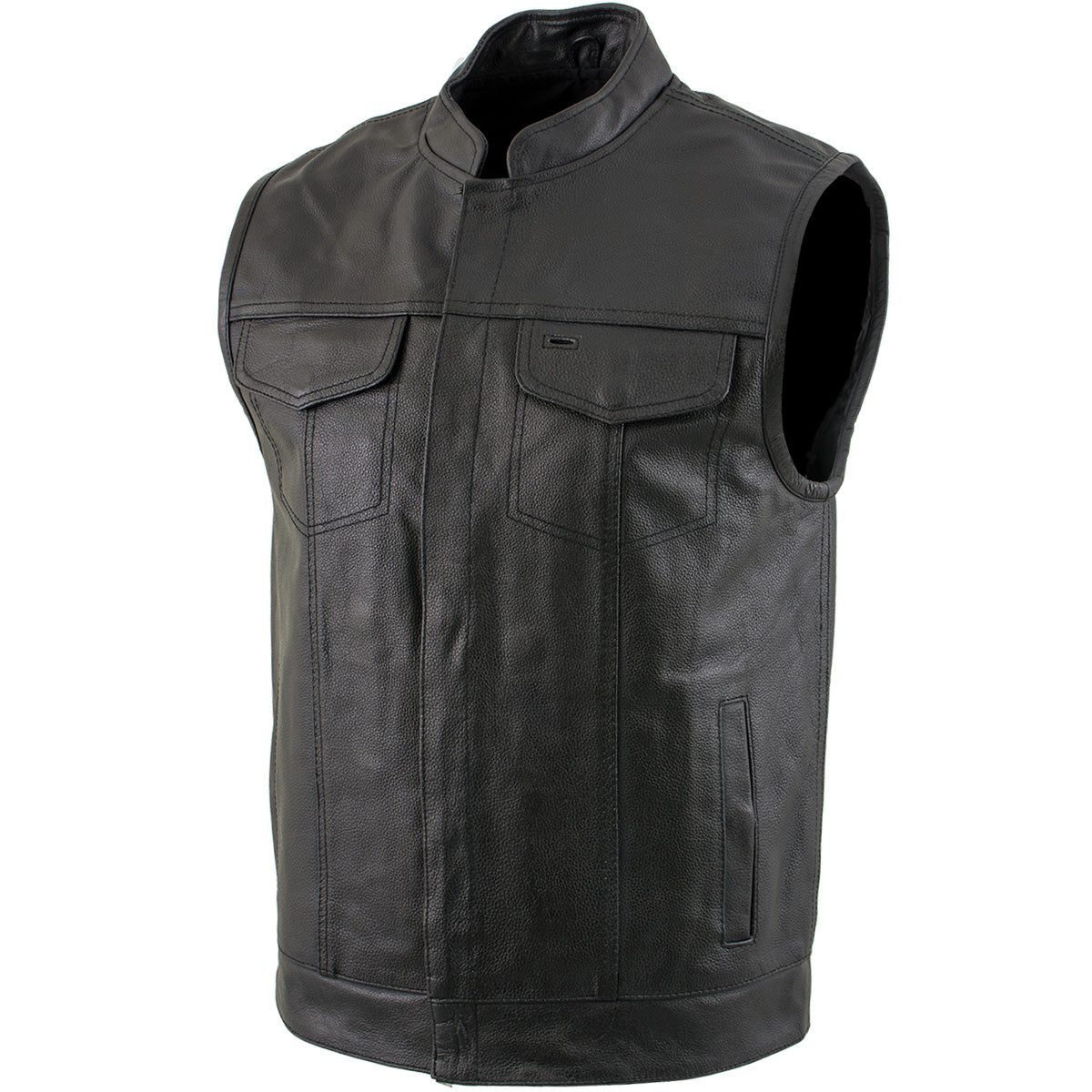 USA Leather 1205 Men's Black 'Combat Style' Motorcycle Biker Leather Vest — image 1