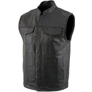 USA Leather 1205 Men's Black 'Combat Style' Motorcycle Biker Leather Vest — image 1