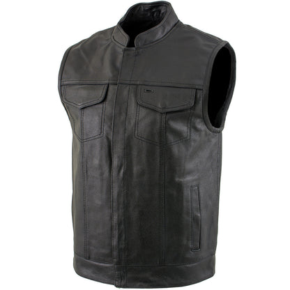 USA Leather 1205 Men's Black 'Combat Style' Motorcycle Biker Leather Vest — image 1