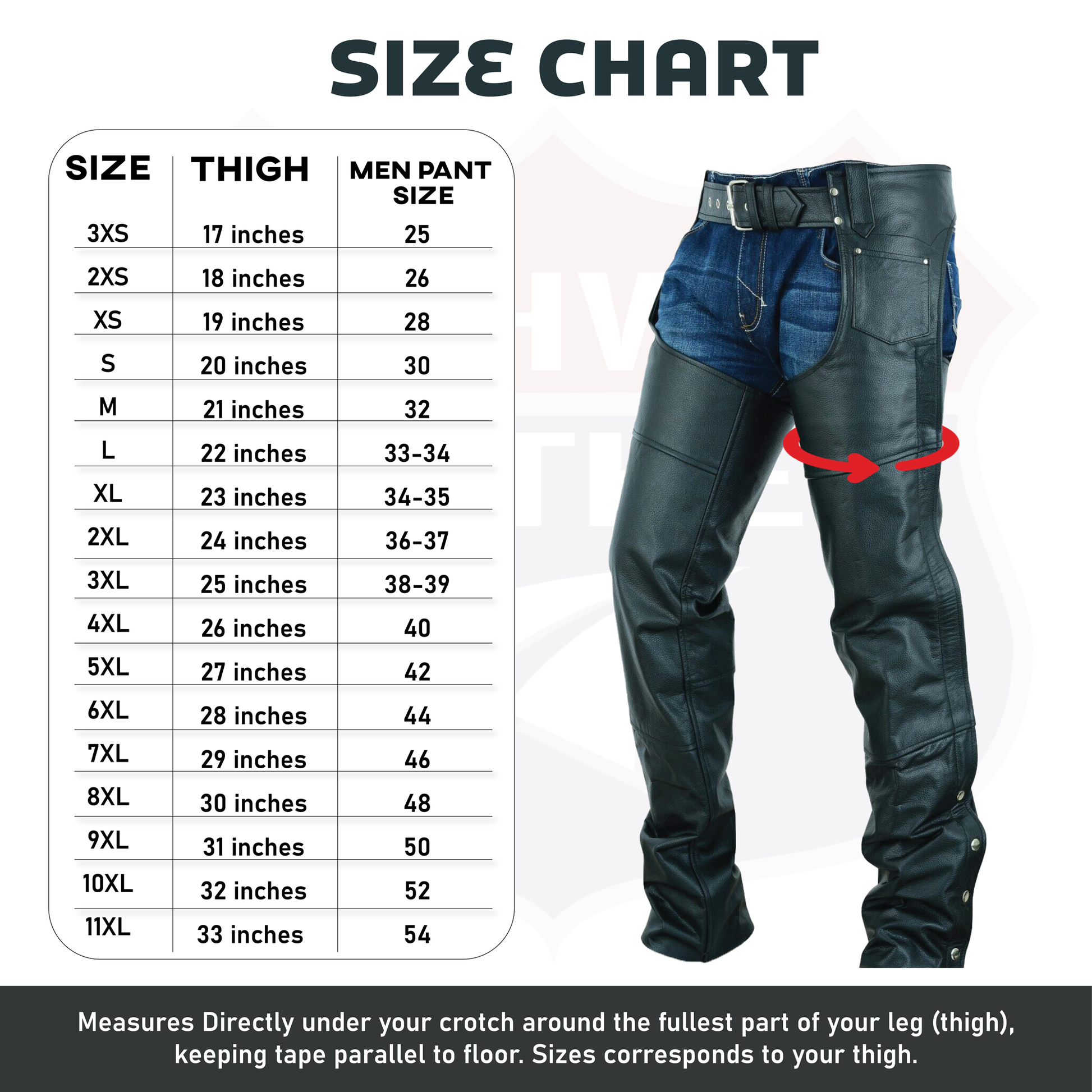 Basic Classic Style Leather Motorcycle Chap for Motorcycle Riding Plain Easy Fit - HighwayLeather