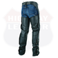 AMZO12800SPT Basic Classic BLACK Style Leather Motorcycle Chap for Motorcycle Riding Plain Easy Fit