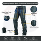 AMZO12800SPT Basic Classic BLACK Style Leather Motorcycle Chap for Motorcycle Riding Plain Easy Fit