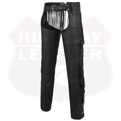 Tassel Chap Fringe Chaps Motorcycle Riding Bikers Chap Black #12800FRINGE - HighwayLeather