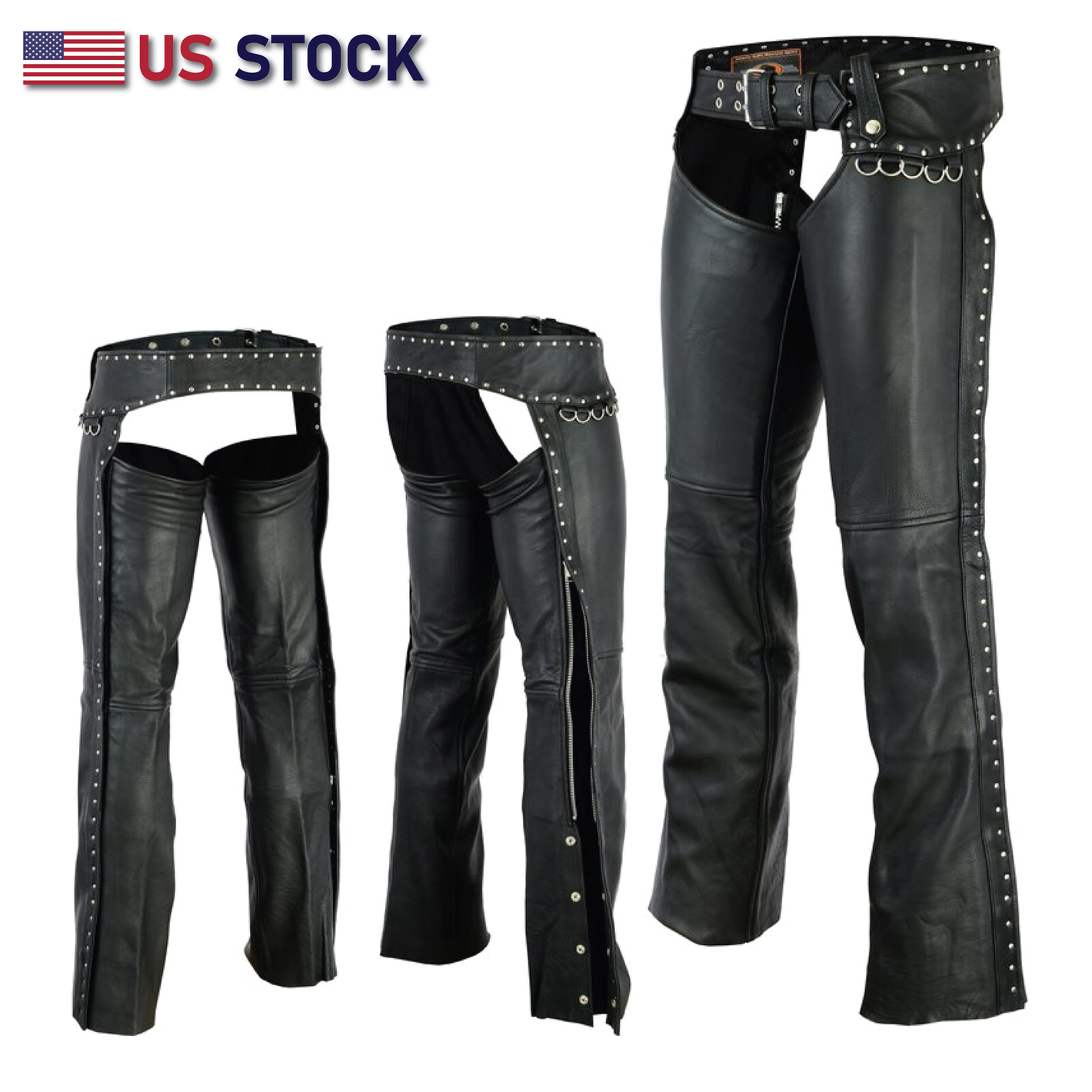 Hip Hugger Leather Chaps Stud Detailing Women Style - HighwayLeather