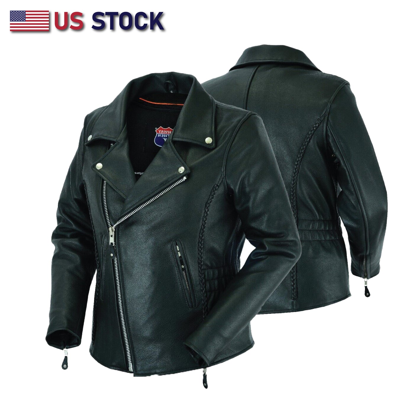 HL13103 Braided Women's Full Length Motorcycle Jacket with Side Stretch Gun Pocket - HighwayLeather