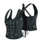 PL14077BLK Corset Real Leather Steel Boned Strap Lacing Bustier