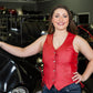 HL14501RED Red Leather Vest - Women motorcycle Club