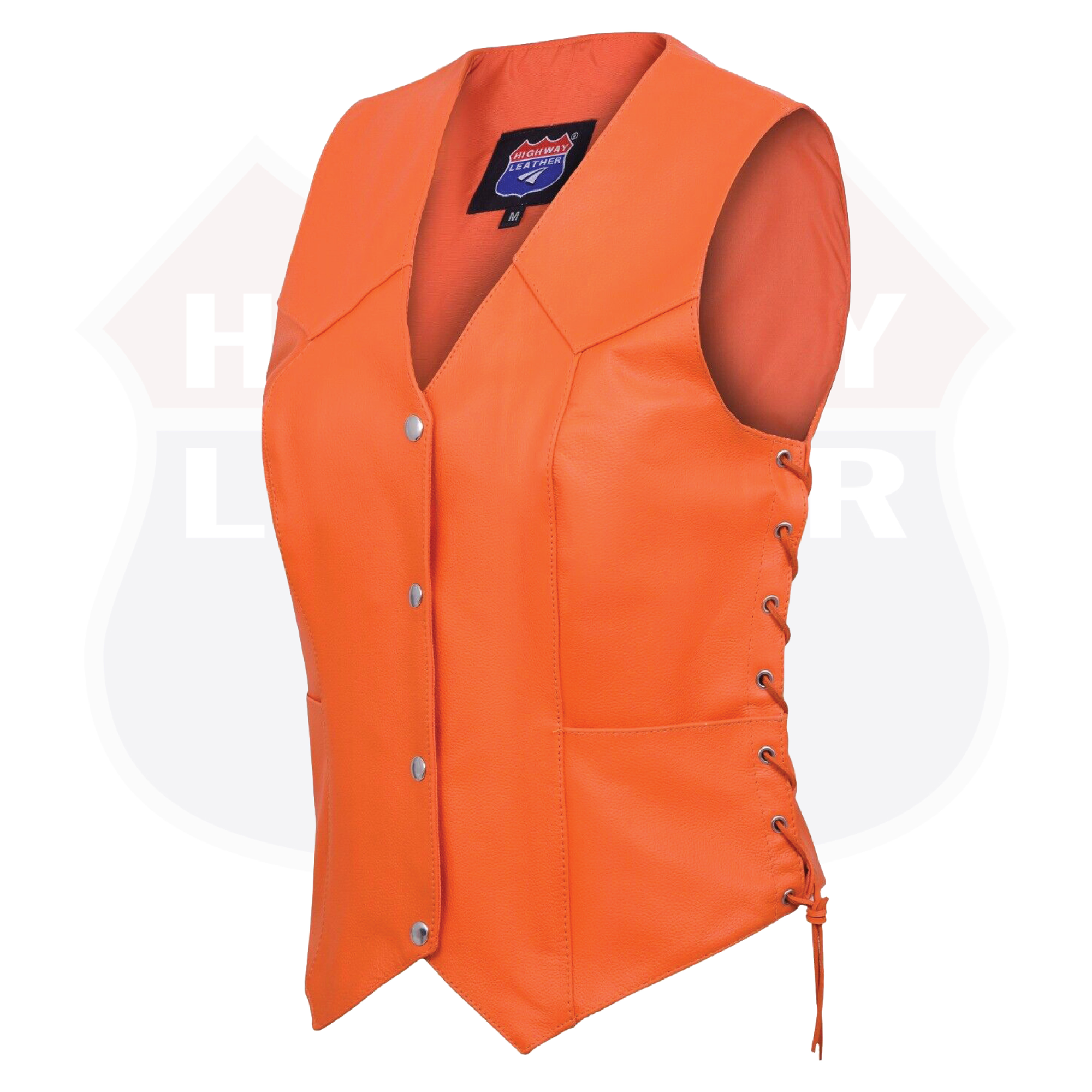 Womens Motorcycle Vest With Braid and Side Laces Conceal Gun