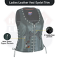 Women's Eyelet  Leather Vest - Longer Length HL14682