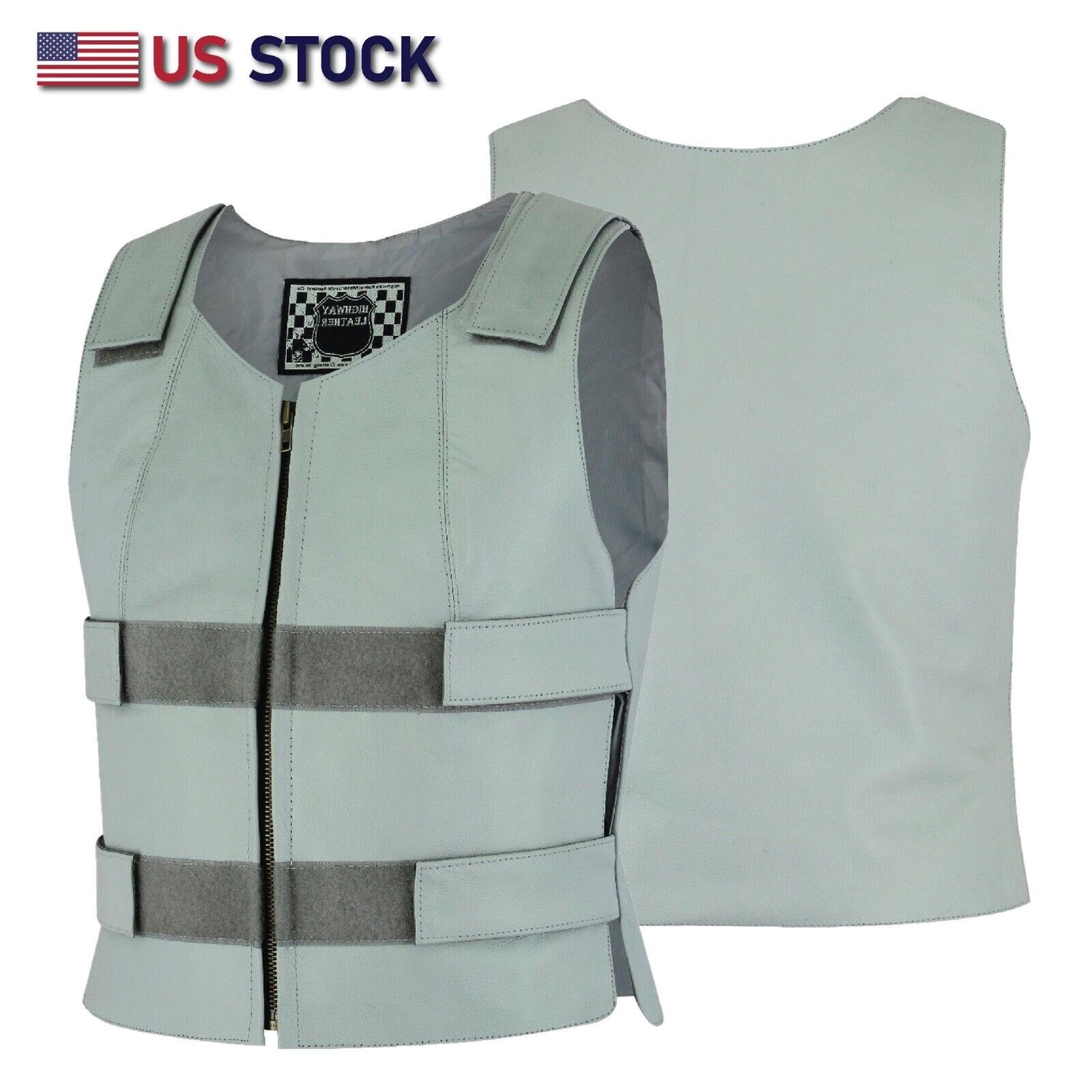 Gray bulletproof leather vest - SKU#14945Gray36