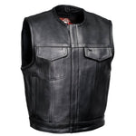 MMCC Men's Low Key Black Leather Motorcycle Vest - MMC30000 — image 1