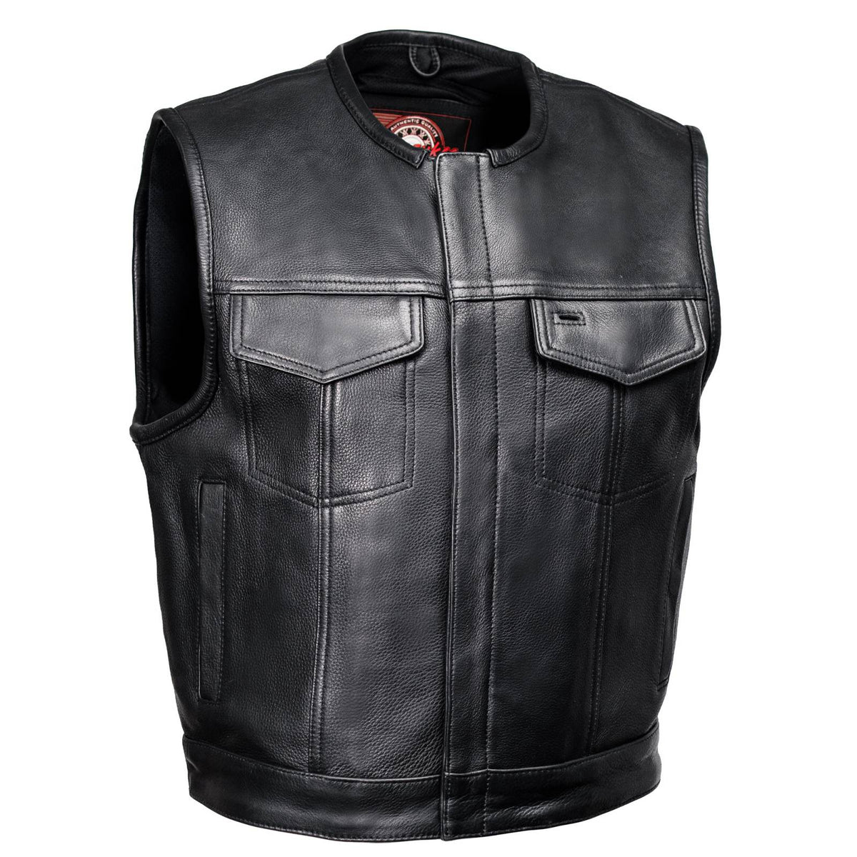 MMCC Men's Low Key Black Leather Motorcycle Vest - MMC30000 — image 1