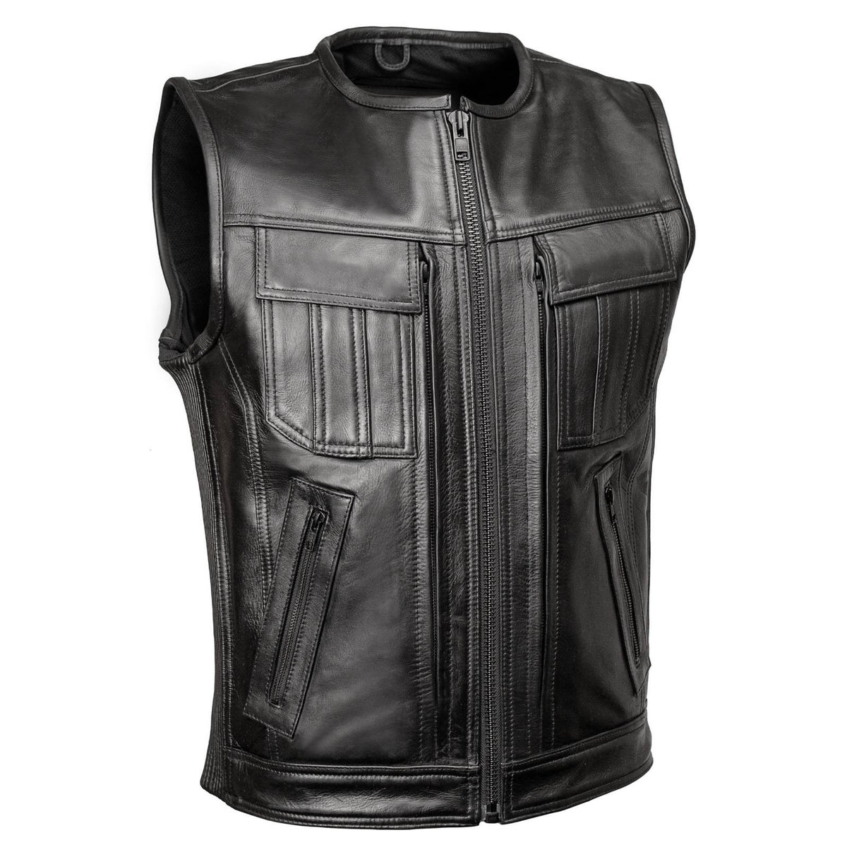 MMCC Men's Quick Draw Black Leather Motorcycle Vest - MMC30001 — image 13