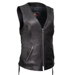 MMCC Women's Jenni Black Leather Motorcycle Vest - MMC40001 - image 1