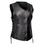 MMCC Women's Born Free Black Leather Motorcycle Vest - MMC40002 - image 1