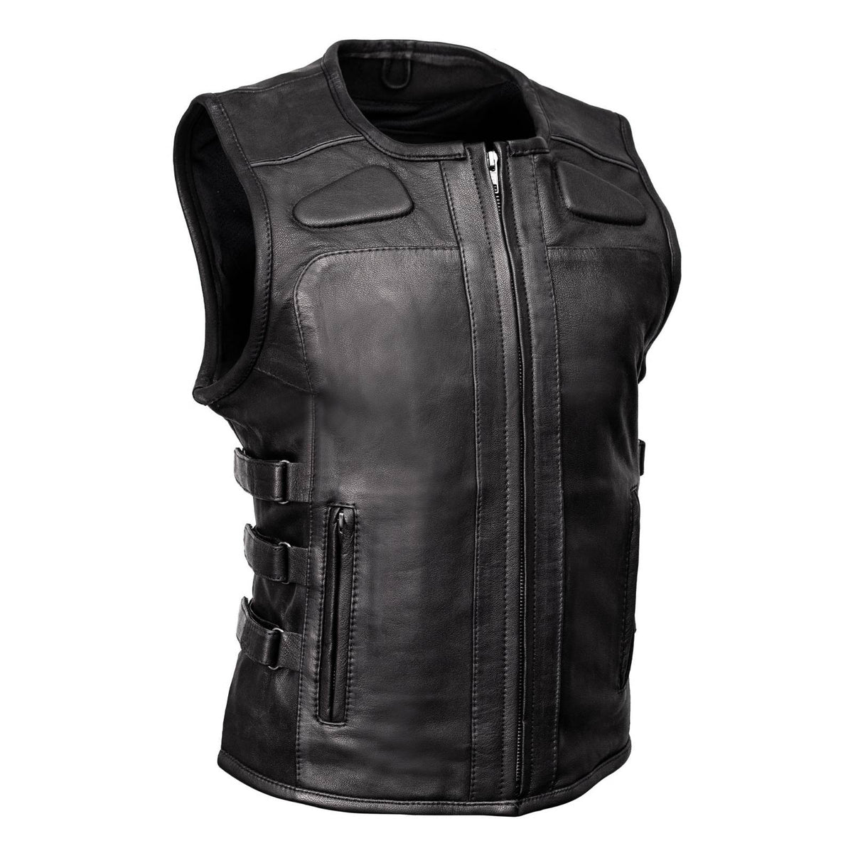 MMCC Women's Gixxer Black Leather Motorcycle Vest - MMC40003 - image 1
