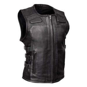 MMCC Women's Gixxer Black Leather Motorcycle Vest - MMC40003 - image 1