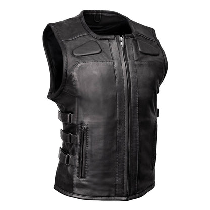MMCC Women's Gixxer Black Leather Motorcycle Vest - MMC40003 - image 1