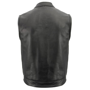 Men’s Premium Cowhide Leather Club Style Motorcycle Biker Riding Vest BZ6410 — image 2