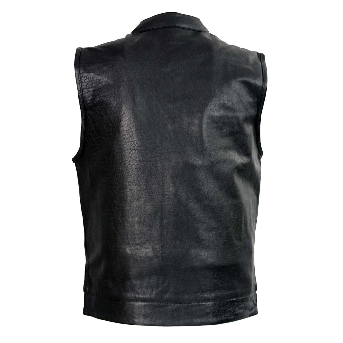 Club Vest CVM3710 Men’s Leather Black Open Neck Vest with Snap and Zip Front Closure — image 2