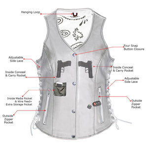 Milwaukee Leather LKL4711 Women's Black Premium Leather Motorcycle Vest with Side Lace Adjustment - image 2