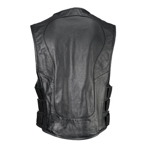 Milwaukee Leather LKM3786 Men's Swat Style Black Leather Motorcycle Riders Vest w/ Adjustable Side Velcro — image 2