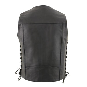 Milwaukee leather LKM3787 Men's Classic Side Laced Black Leather Motorcycle Rider Biker Vest w/ Ten Pockets — image 2