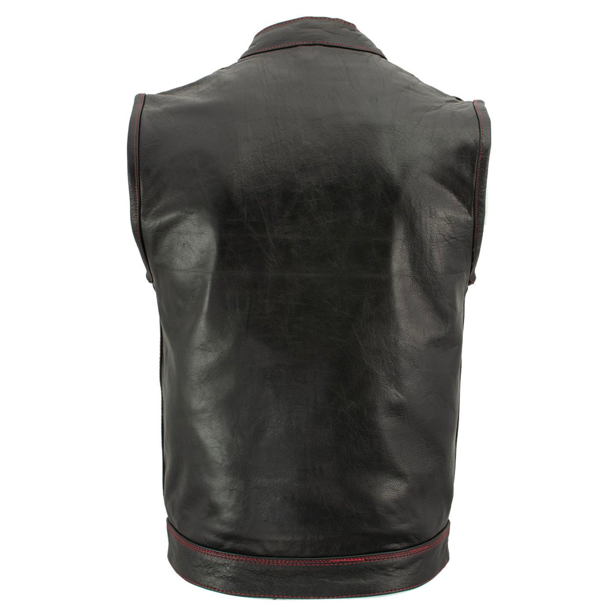 Milwaukee Leather Men's Redline Ledger Club‑Style Motorcycle Premium Leather Vest w/ Red Stitching LKM3788 — image 9