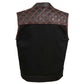 Milwaukee Leather MDM3037 Men’s Wrecker Club Vest – Black Denim & Leather, Diamond Quilt, Orange Stitch — image 12