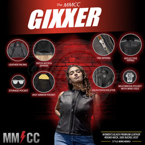 MMCC Women's Gixxer Black Leather Motorcycle Vest - MMC40003 - image 2